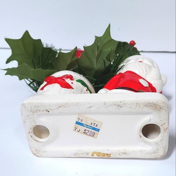 Vintage 60s 70s ceramic Santa Claus Planter Candle Holder Christmas - Picture 7 of 9